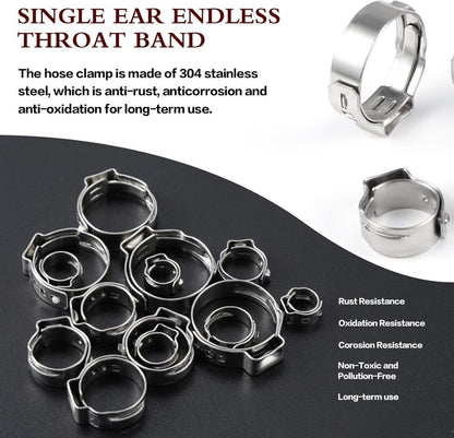 180-teiliges Edelstahl Einohr-Schlauchschellen Set 6-25,6mm inkl. Zange