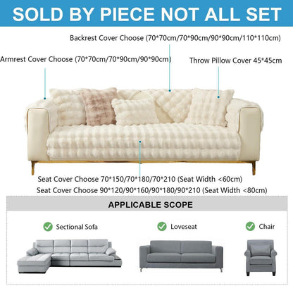 Weicher Sofaüberzug Kunstpelz Rutschfest Beige Weiß 90x160cm