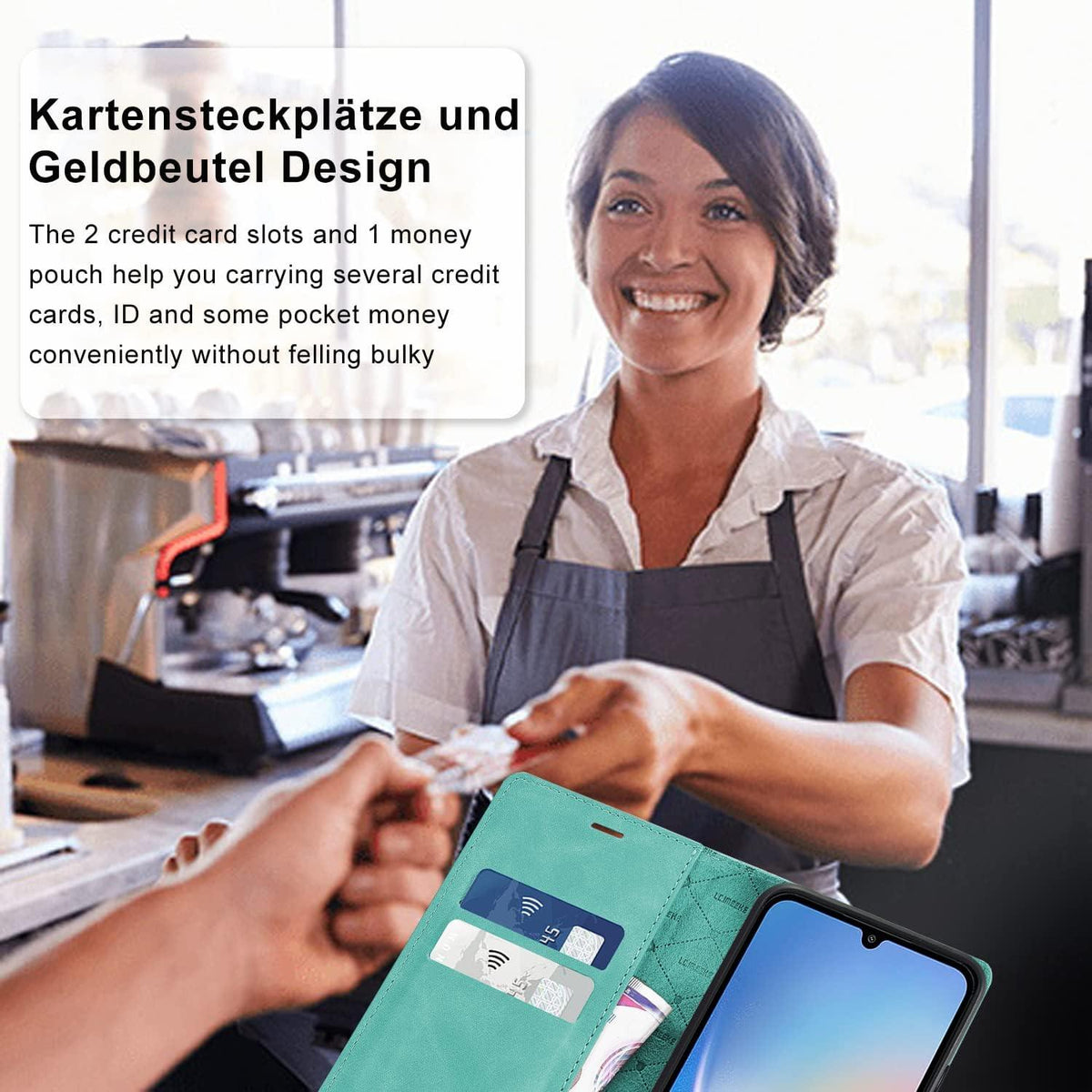 Ailicici Samsung Galaxy A34 5G Hülle Leder Schutzfolie Klapphülle Flip Wallet