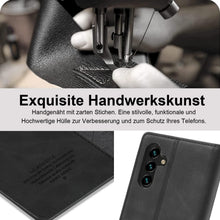A34 5G Hülle Leder Flip Wallet Stoßfest Schwarz