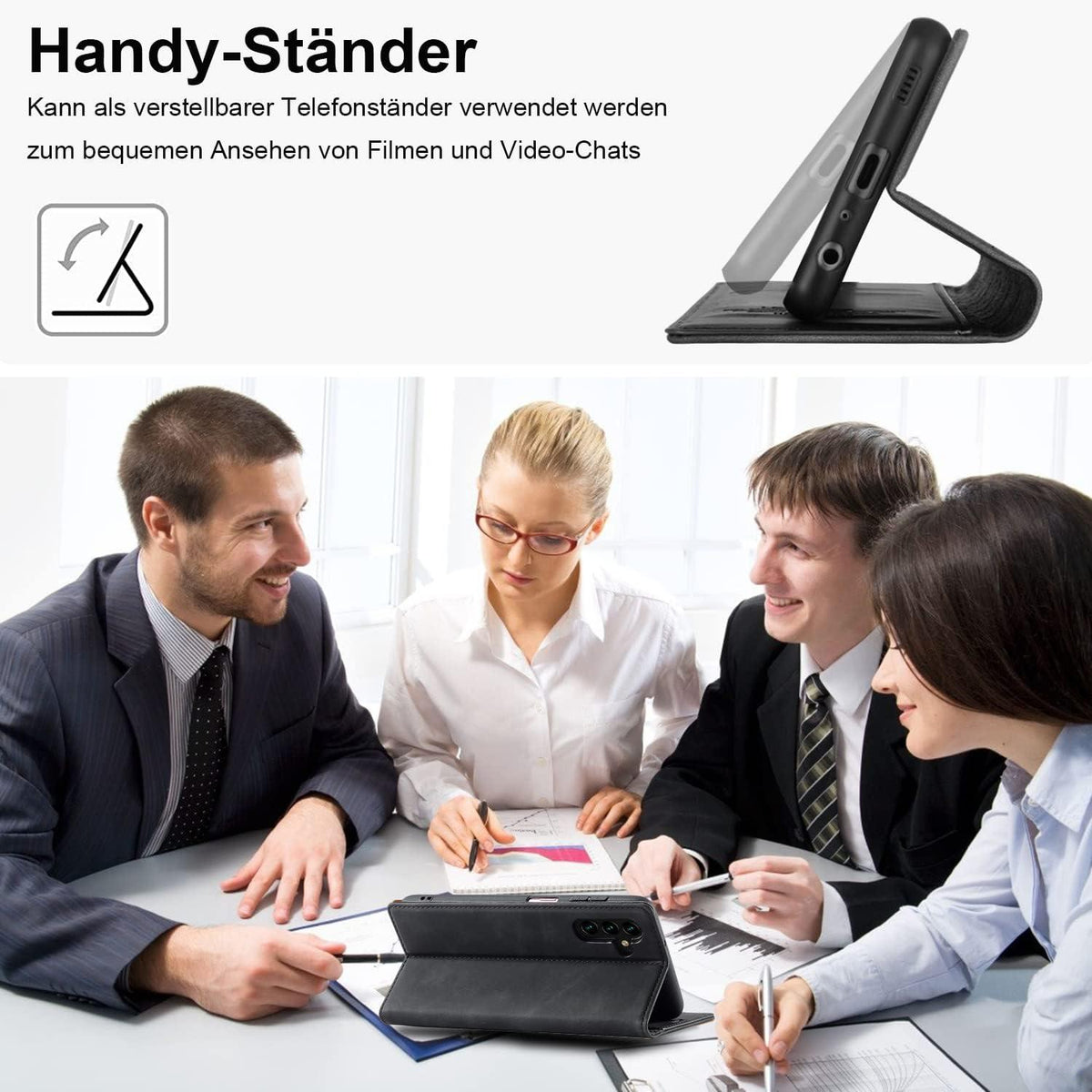 Hülle für Samsung Galaxy A34 5G Leder Wallet Flip Case mit Schutzfolie