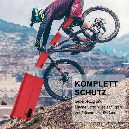 Samsung Galaxy A34 5G Hülle Leder Wallet Flip Cover Schutzhülle Rot