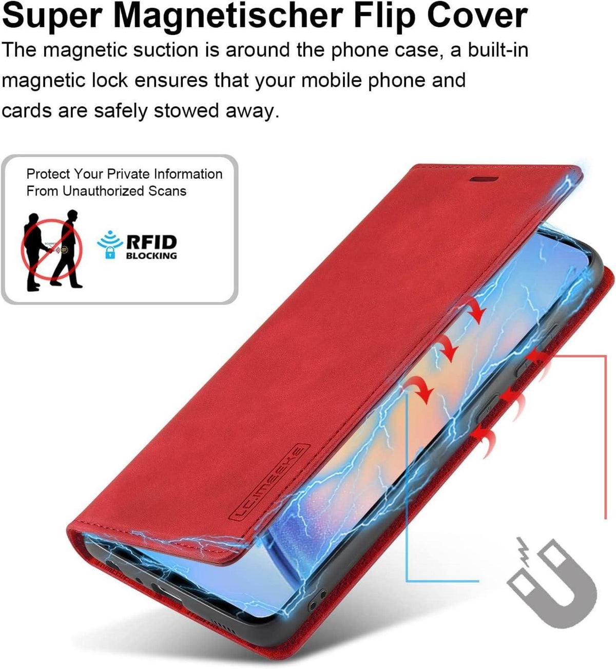 Hülle für Samsung Galaxy A34 5G Leder Klappbar Wallet mit Schutzfolie