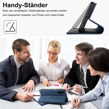 A34 5G Hülle Leder mit Schutzfolie Wallet Case Blau