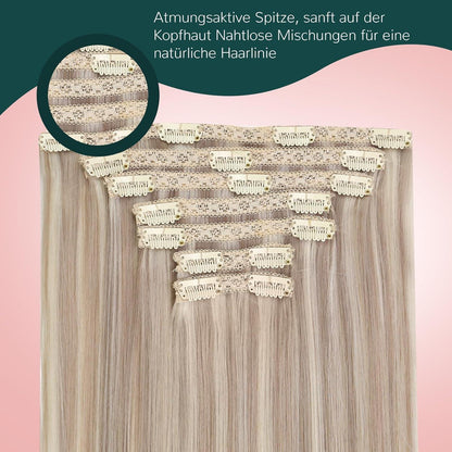 Blond Clip-in Echthaar Extensions – Aschblond, 50cm