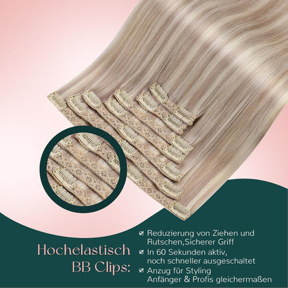 Blond Clip-in Echthaar Extensions – Aschblond, 50cm