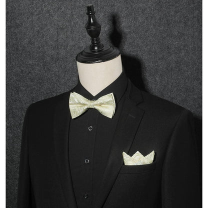 Herren Fliege mit Einstecktuch, Champagner, Verstellbar