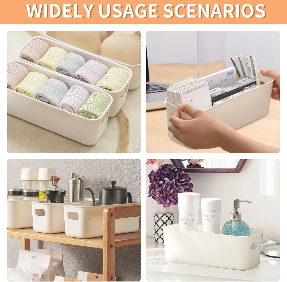 Aufbewahrungsbox Kunststoff Weiß 30cm 6er Set Organizer Körbe für