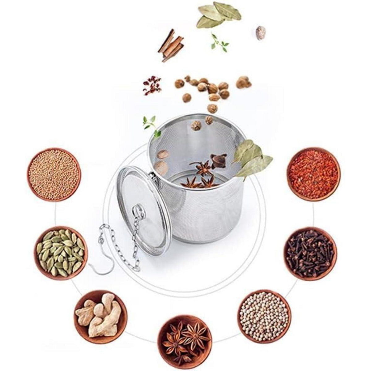 Edelstahl Gewürz- & Teefilter mit Kette & Haken