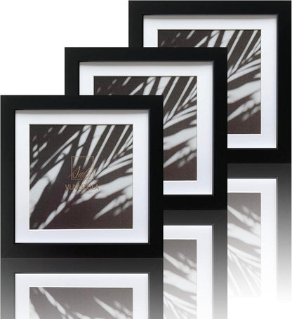 Bilderrahmen Set Schwarz 20x20cm Quadratisch Holzrahmen 3er Pack