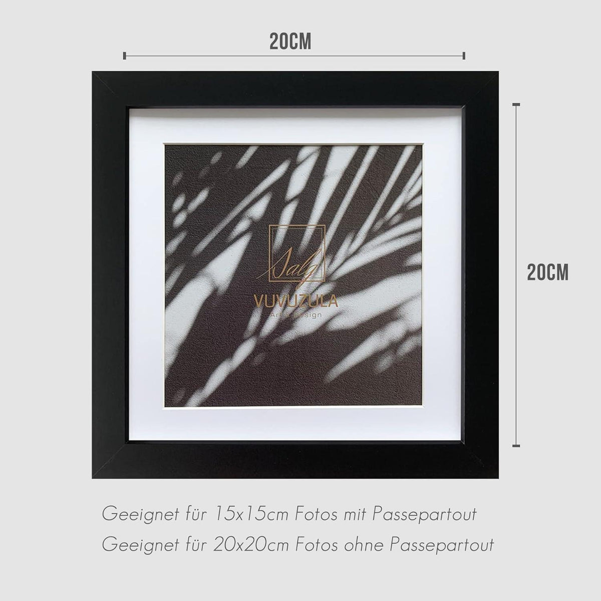 Bilderrahmen 20x20cm Schwarz Holz Fotorahmen MDF Rahmen Set