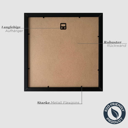 Bilderrahmen Schwarz Holz 30x30cm Fotorahmen Quadratisch 3er Set