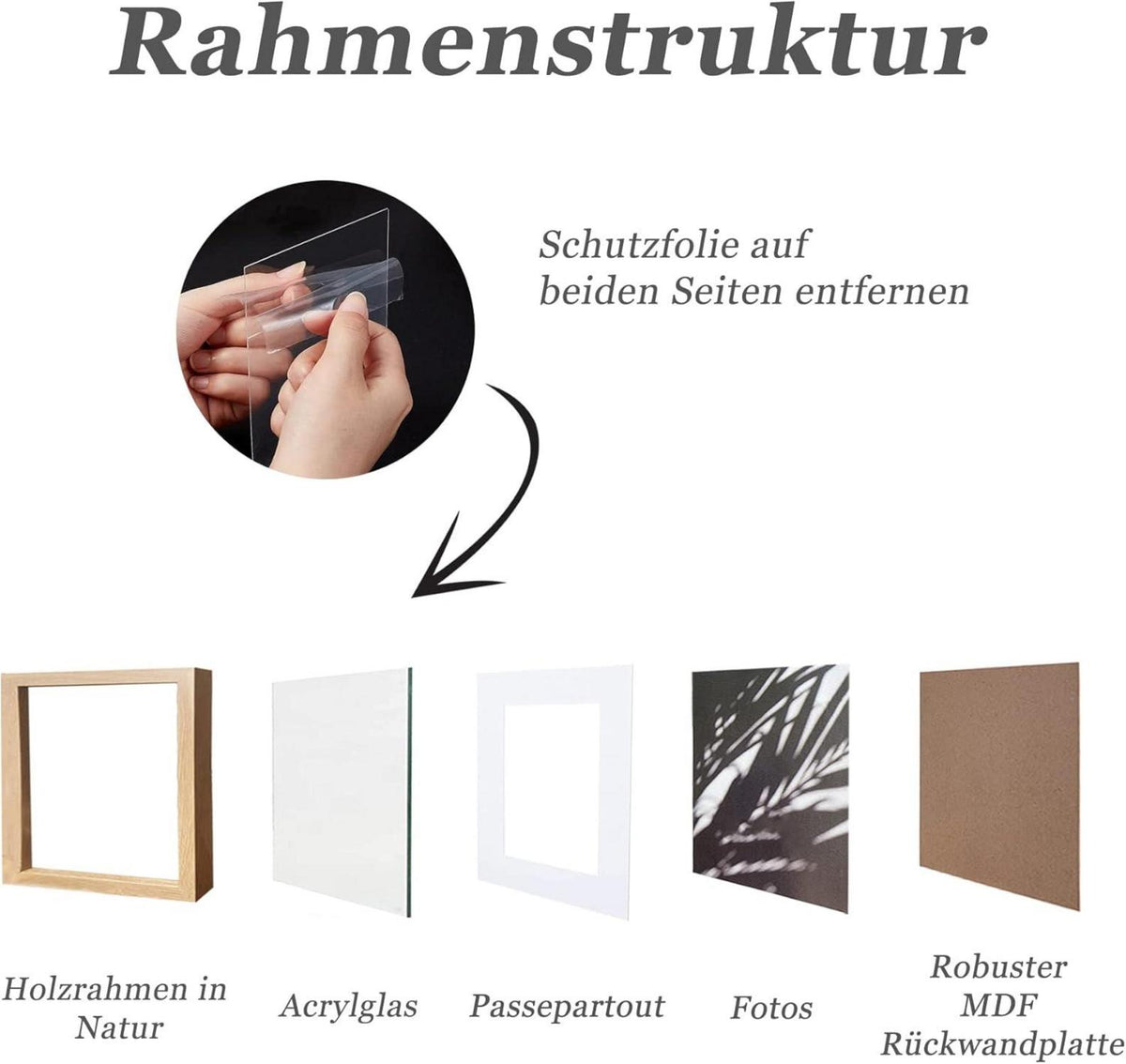 Quadratische Bilderrahmen 20x20cm Holz Natur Fotorahmen Set