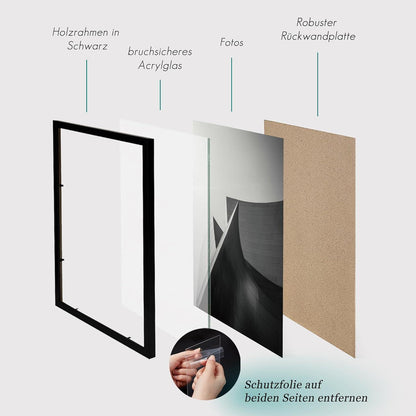 Bilderrahmen A3 Schwarz Holz Fotorahmen 30x42cm Set 3er