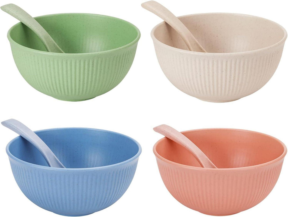 4er Set CSYY Müslischalen & Löffel 26oz Kunststoff Salat
