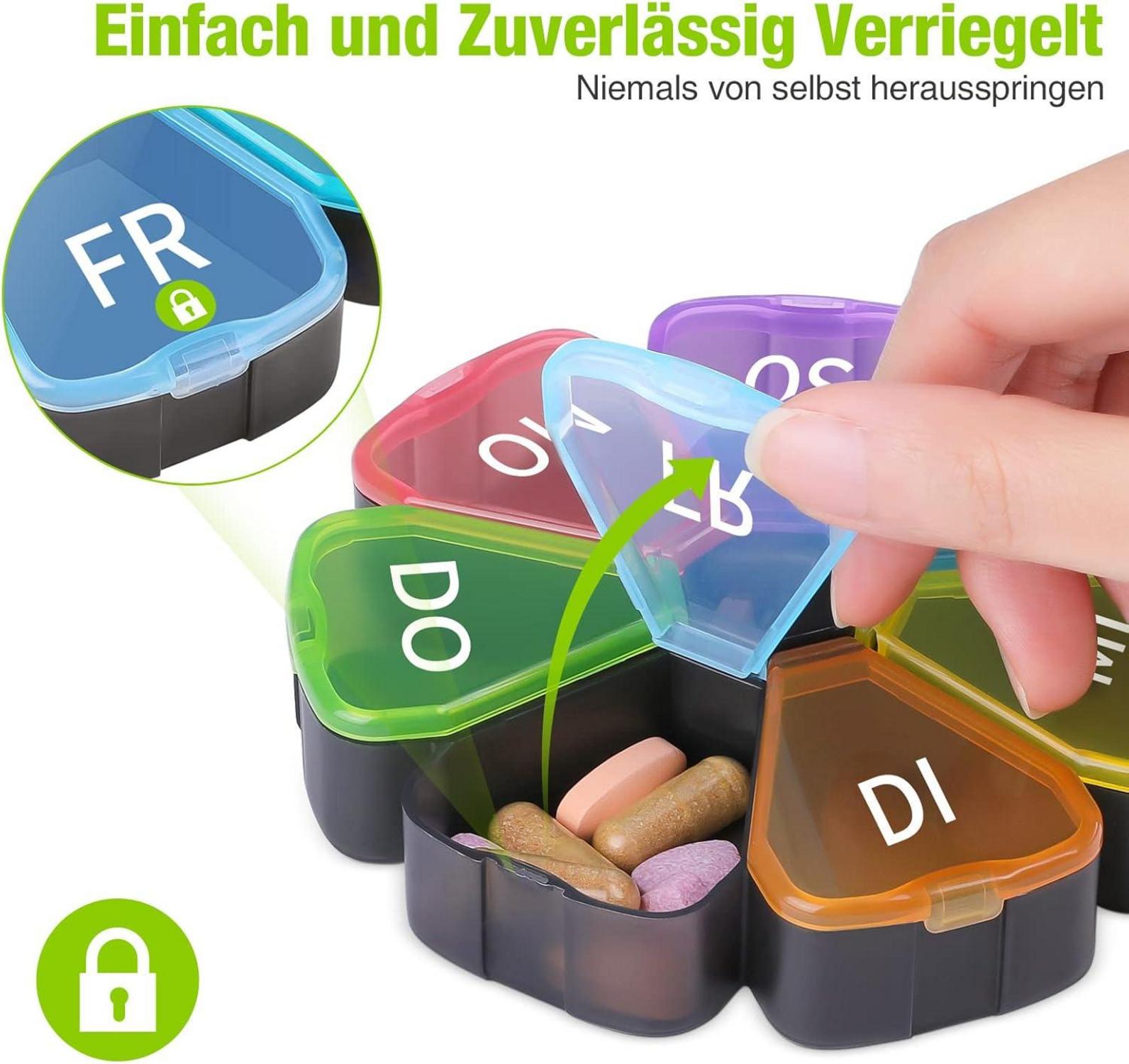 Opret Tablettenbox 7 Tage mit großen Fächern & BPA-frei