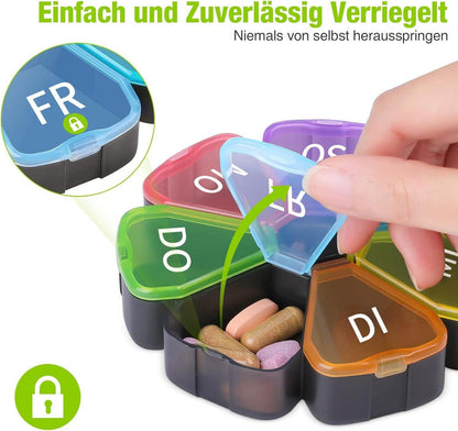 Opret Tablettenbox 7 Tage mit großen Fächern & BPA-frei