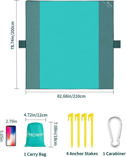 Stranddecke Wasserdicht Sandfrei 210x200cm Tragbar für Strand Campen Picknick