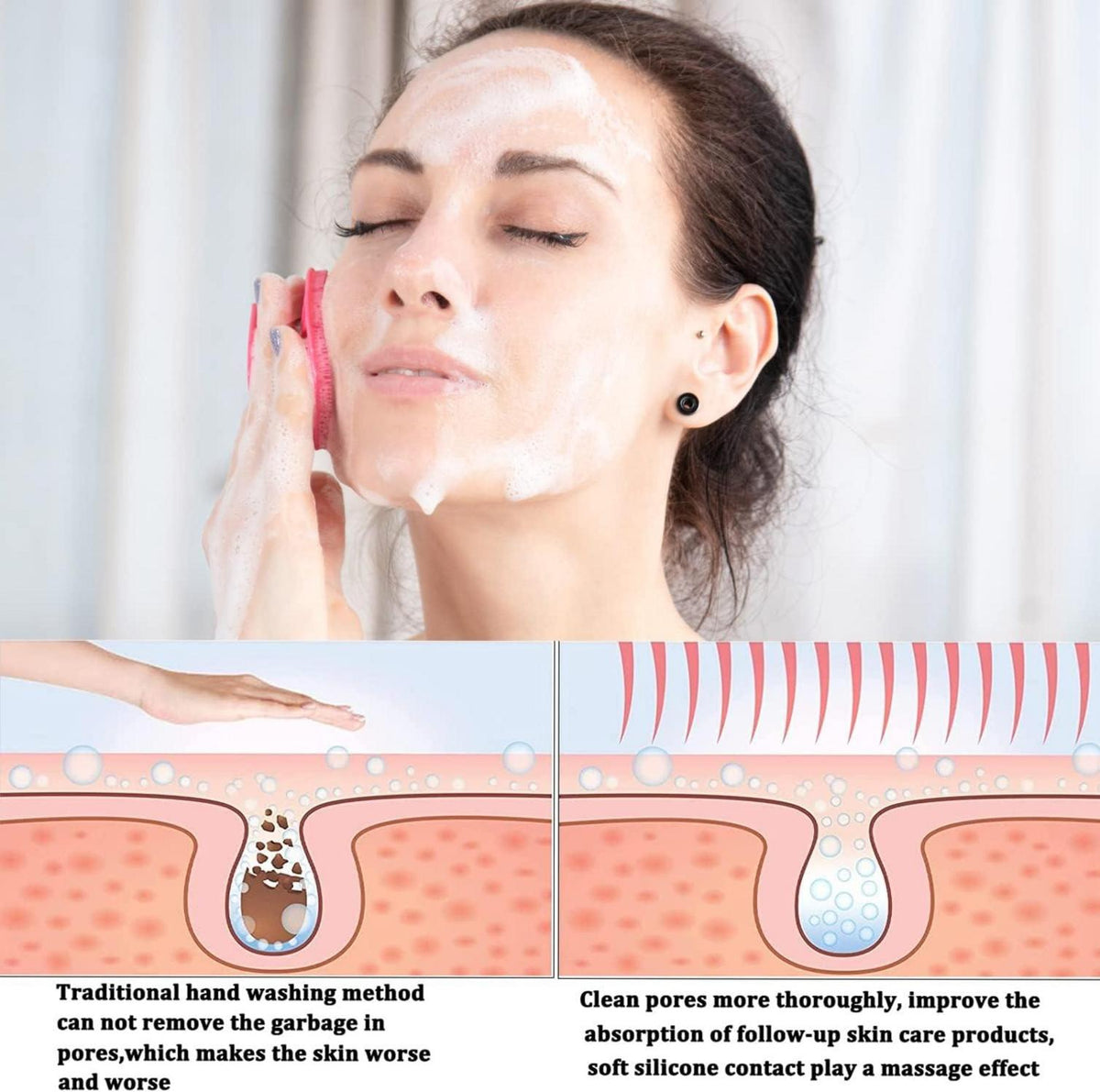 Silikon Gesichtsreiniger Peeling Massagegerät für Frauen Männer Blau