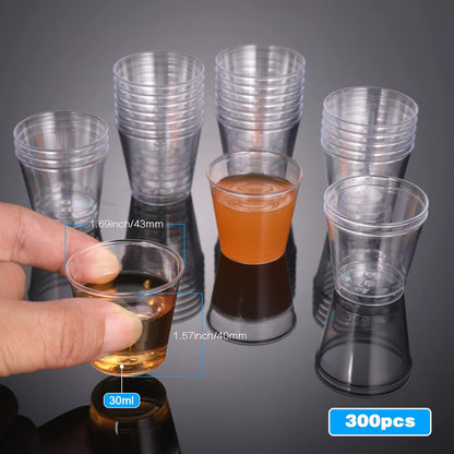300 Stück transparente 3cl Shotgläser PS Plastik Schnapsgläser 30ml