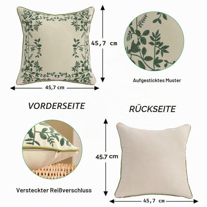Bestickte Kissenbezüge 45x45cm - Grüne Blätter & Blumenmuster