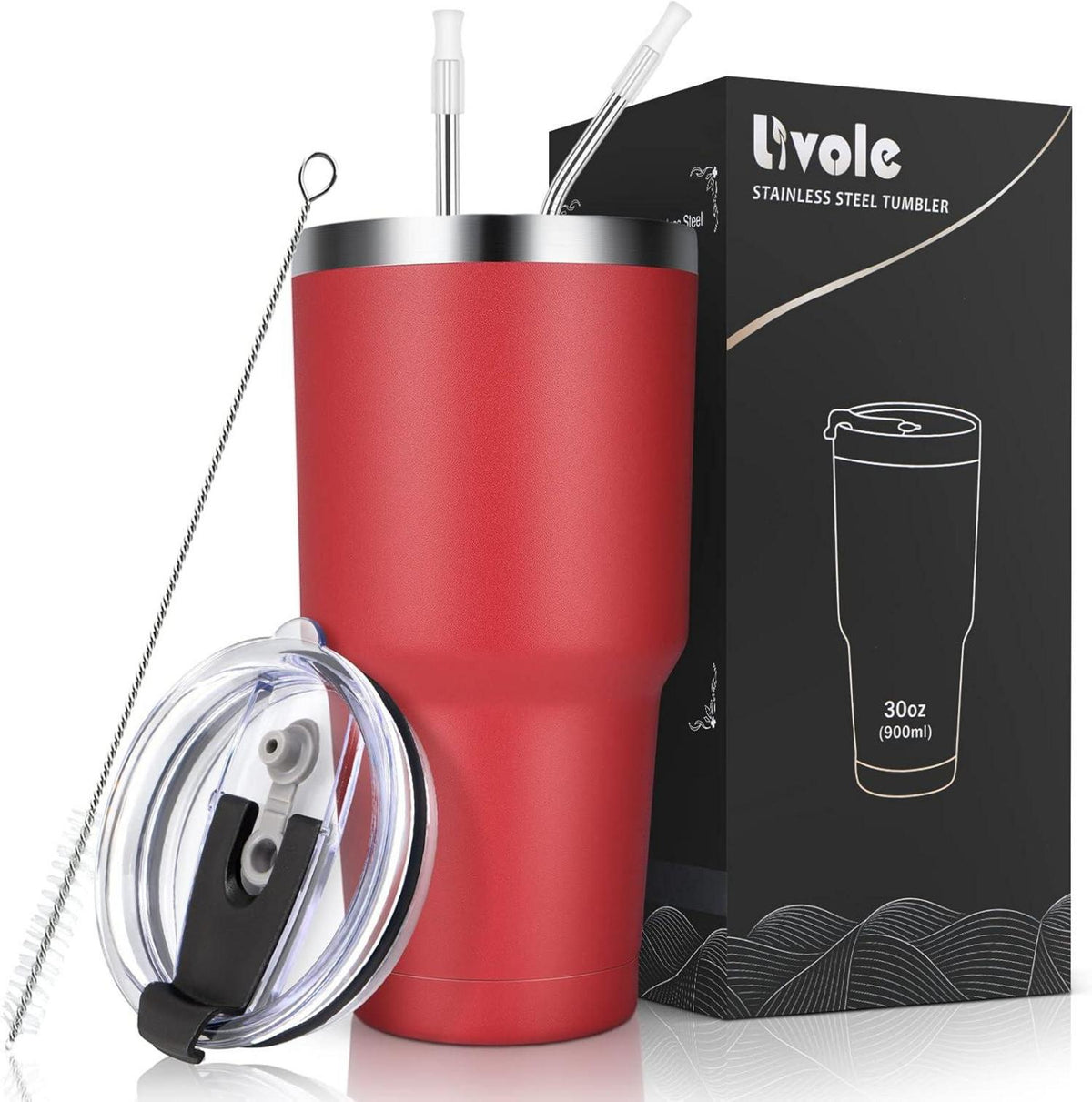Livole 30oz Thermobecher Edelstahl Vakuum Kaffeebecher Rot