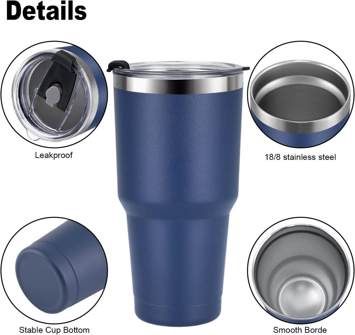 Livole 30oz Thermobecher Edelstahl Trinkbecher Isoliert Strohhalm Blau