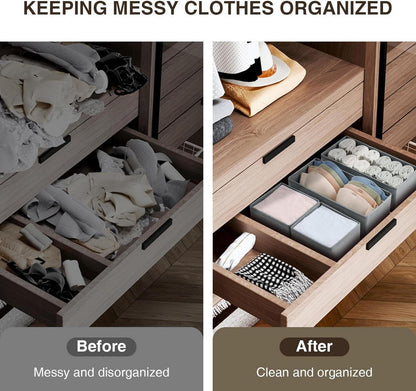 DIMJ 4er Set Schubladen Organizer Aufbewahrungsbox Kleiderschrank Hellgrau