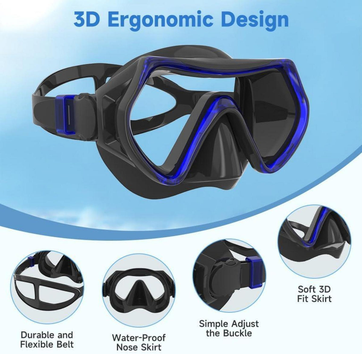 Taucherbrille Erwachsene Schnorchelmaske HD Glas Schwimmmaske