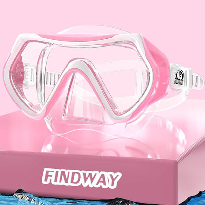 Tauchmaske Erwachsene mit HD Glas, verstellbar, Rosa Weiß
