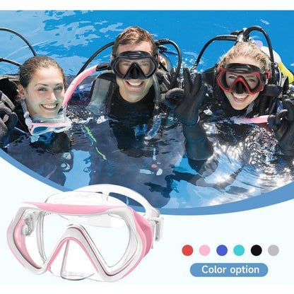 Tauchmaske Erwachsene mit HD Glas, verstellbar, Rosa Weiß