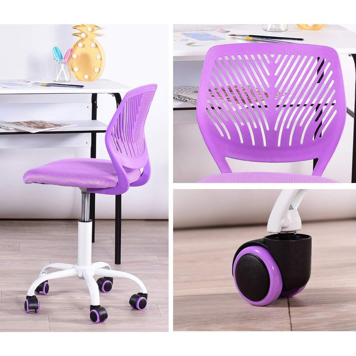 2er Set Lila Schreibtischstuhl Ergonomisch Verstellbar