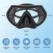Taucherbrille Erwachsene Schnorchelmaske HD Glas Schwarz
