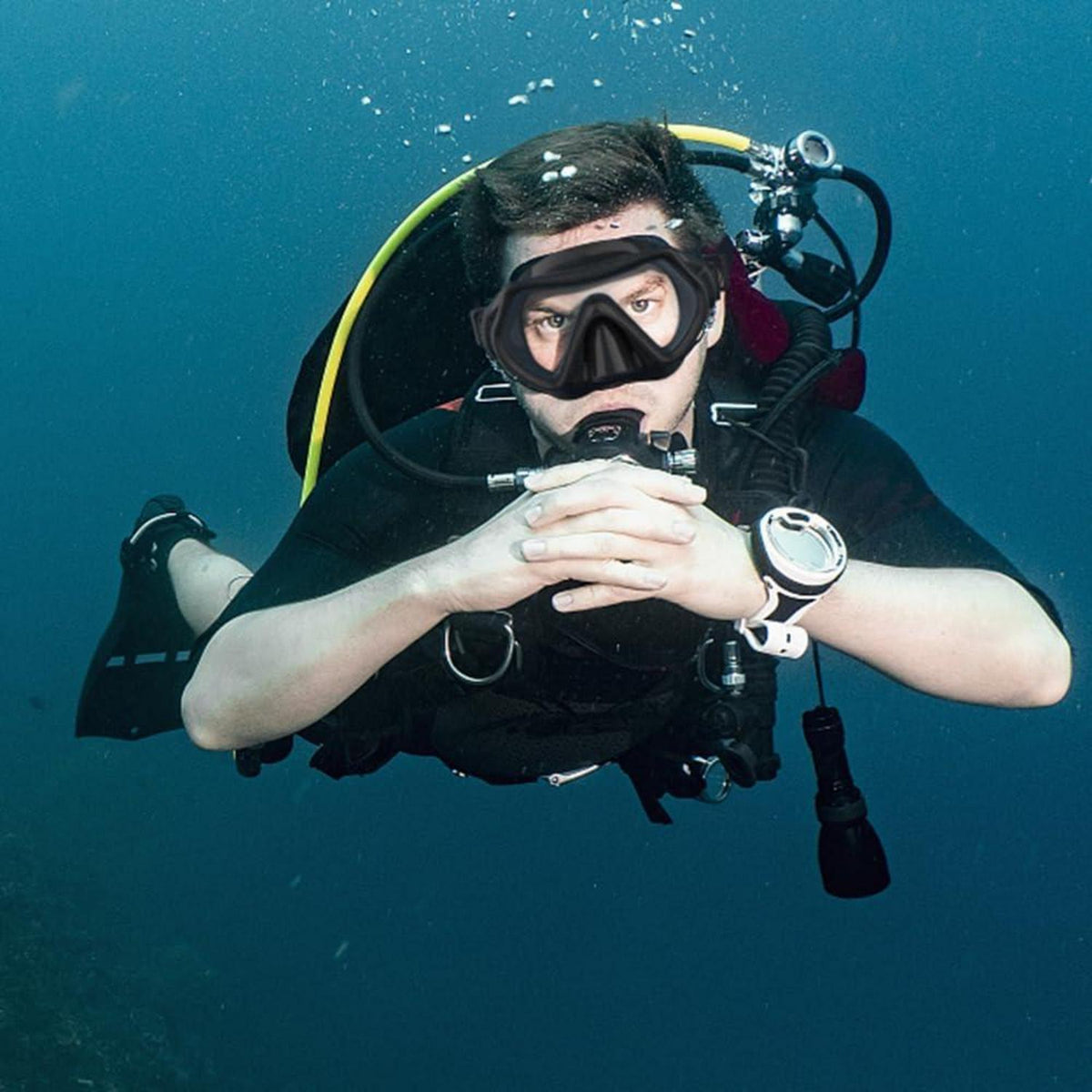 Tauchermaske Erwachsene HD-Glas Anti-Leck Schwarz Schwimmmaske