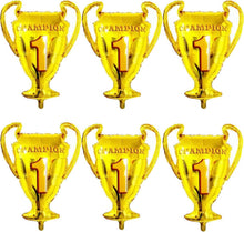 6er Set Gold Champion Folienballons Trophäe Dekorationen