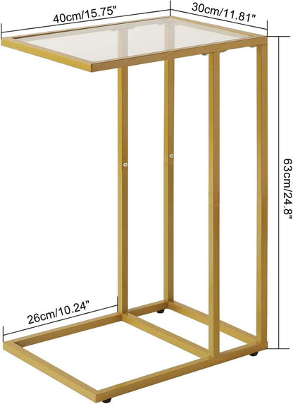Beistelltisch Glastisch Metallgestell Hartglas Goldfarben