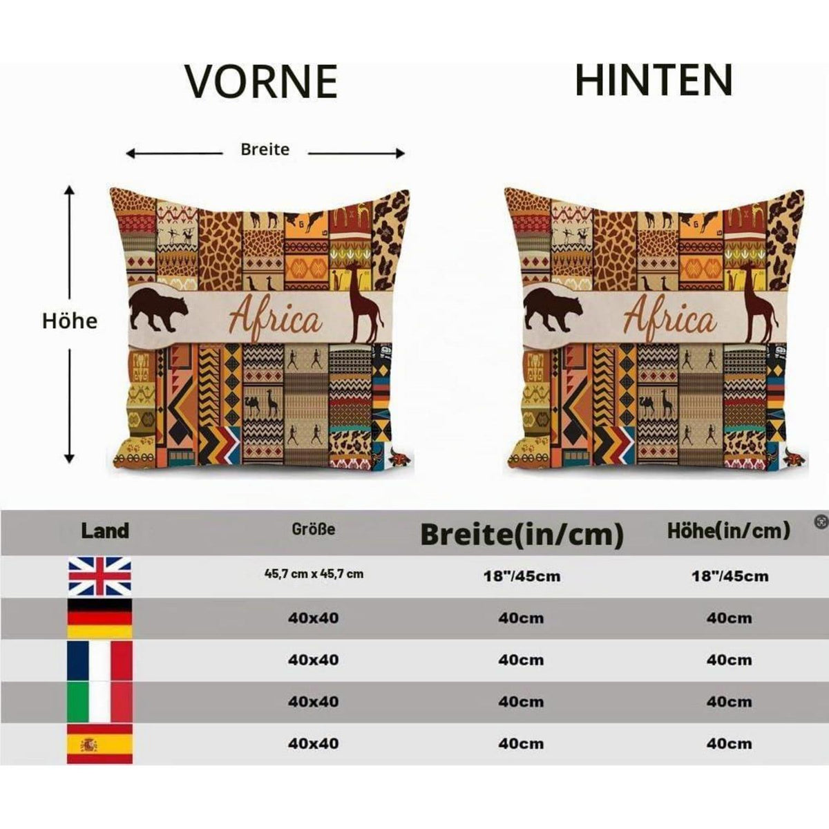 Afrikanischer Kissenbezug 40x40 cm – Farbiger Zierkissenbezug