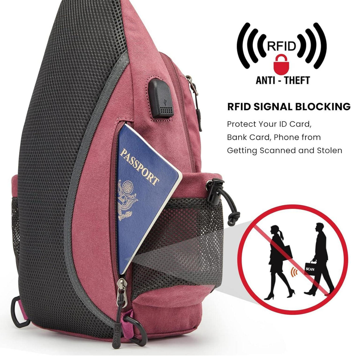 Canvas Brusttasche Schultertasche für Reise Wandern Klettern