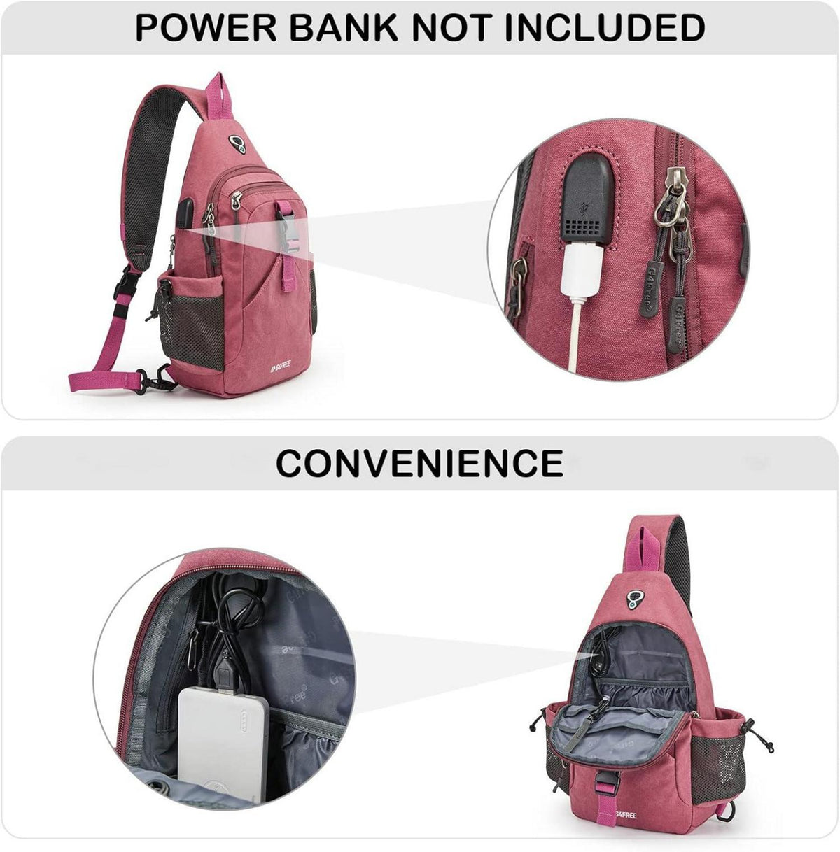 Canvas Sling Bag für Damen Herren Reise Laufen Wandern