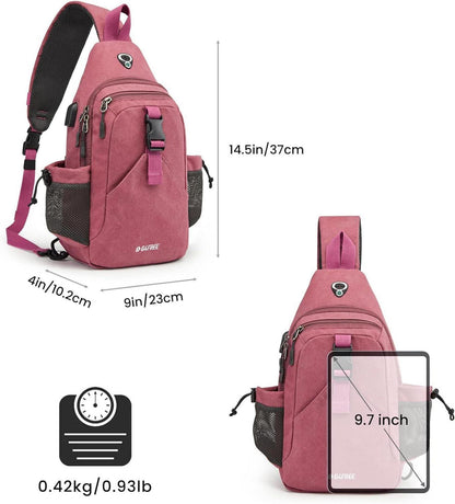 G4Free Canvas Brusttasche Sling Bag Herren Damen für Reise Wandern Laufen Klettern