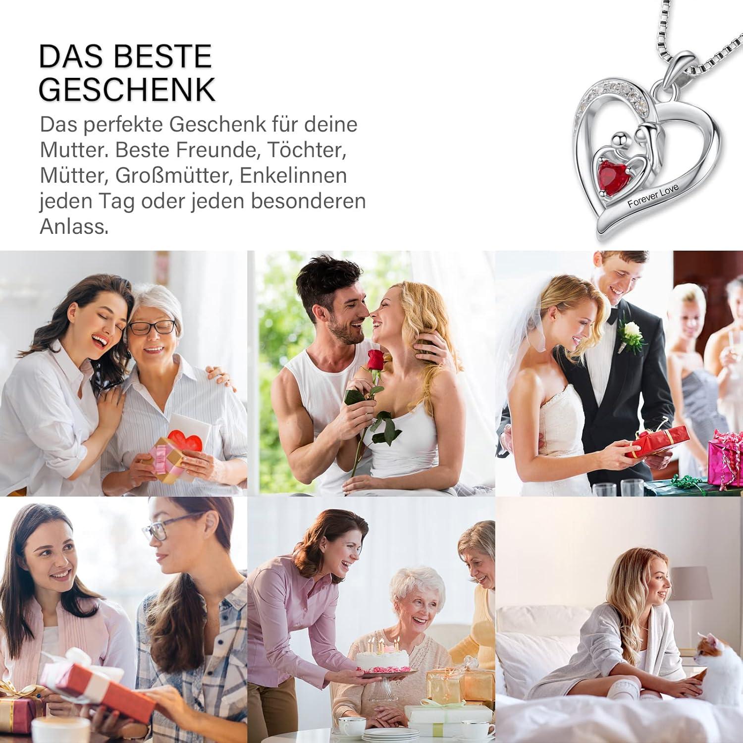 Muttertagsgeschenk: Ewige Rose Box mit Halskette Silber 925