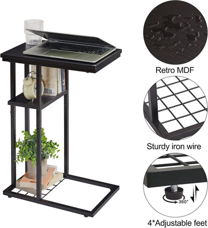 YMYNY Beistelltisch C-Form 40x26x61.5 cm Schwarz HST004B