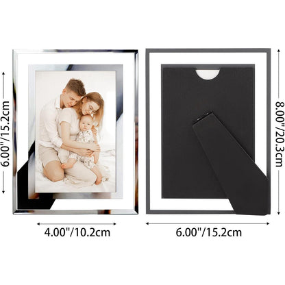 Giftgarden 4er Set Glas Bilderrahmen 20x25cm Silber für