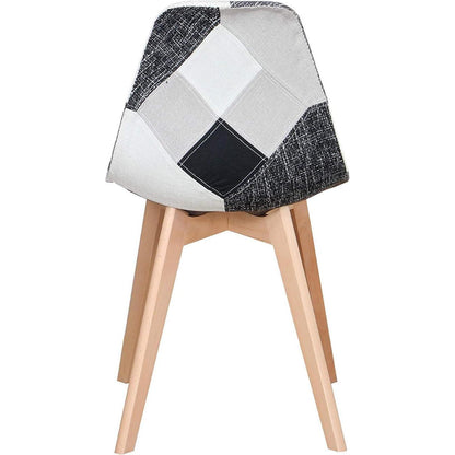 Patchwork Esszimmerstuhl Set | Grau Schwarz Weiß | Bequemer Stoffstuhl