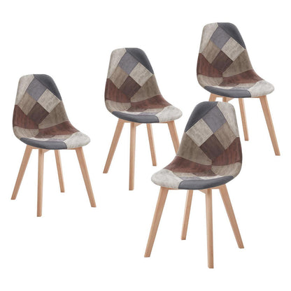 Patchwork Esszimmerstuhl Set (4 Stühle) – Braun