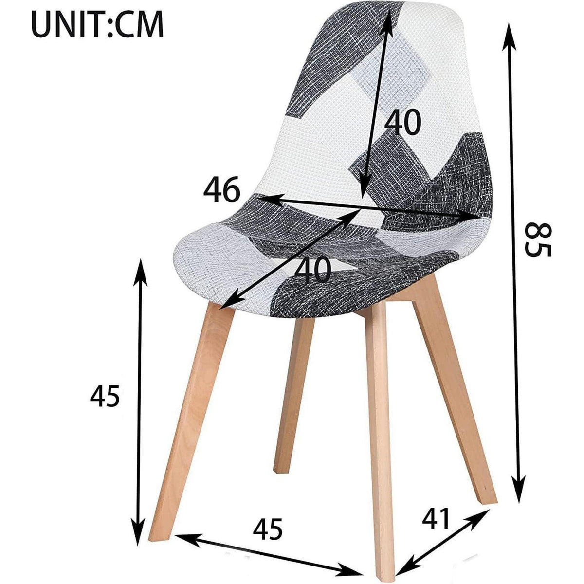 Patchwork Esszimmerstuhl Set (8 Stühle) Grau Schwarz Weiß