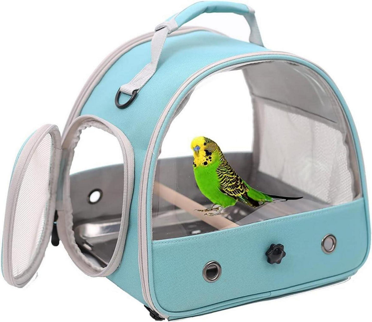 Vogel Transporttasche transparent mit Edelstahltablett