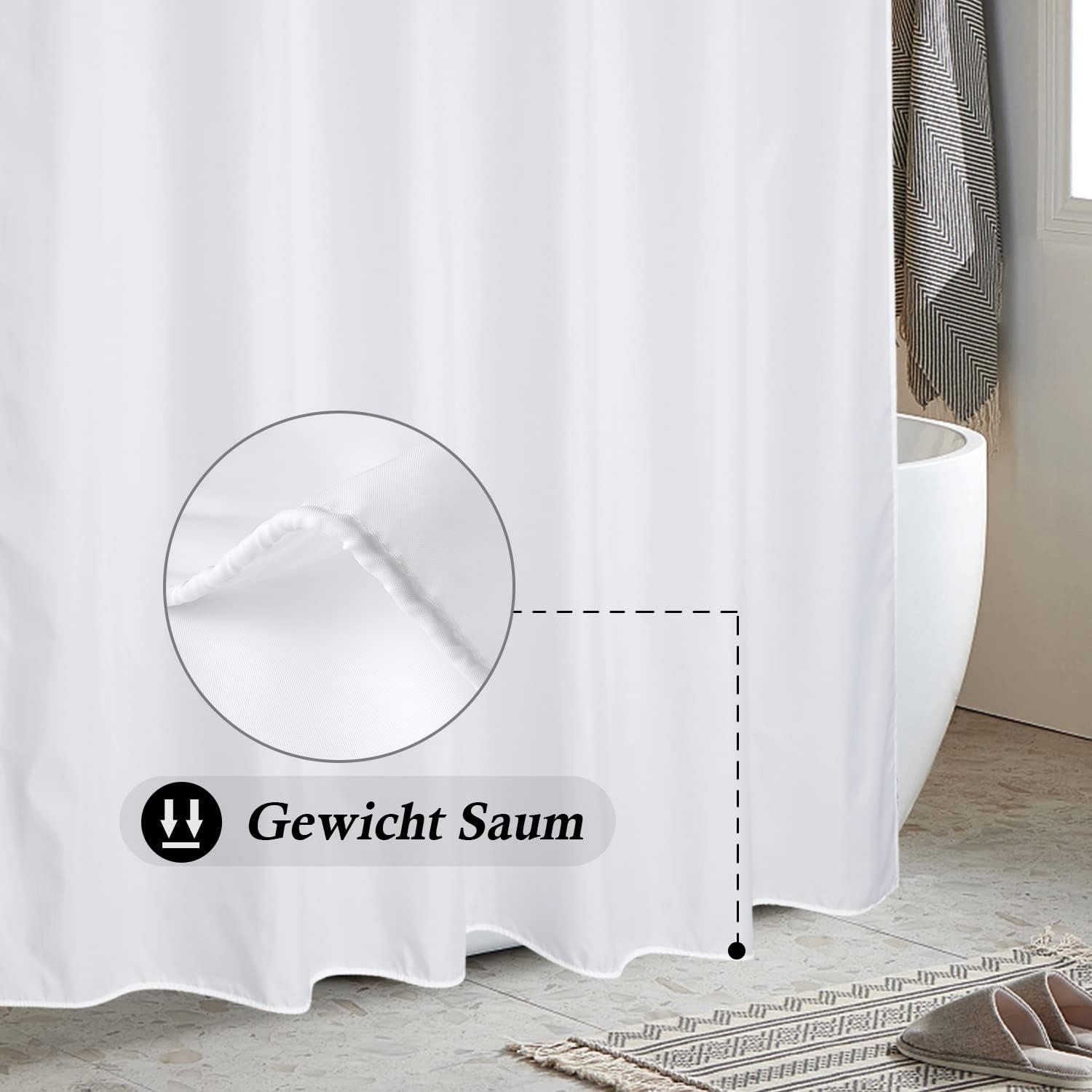 Duschvorhang Weiß Textil 240x200 Wasserdicht Schimmel-Resistent