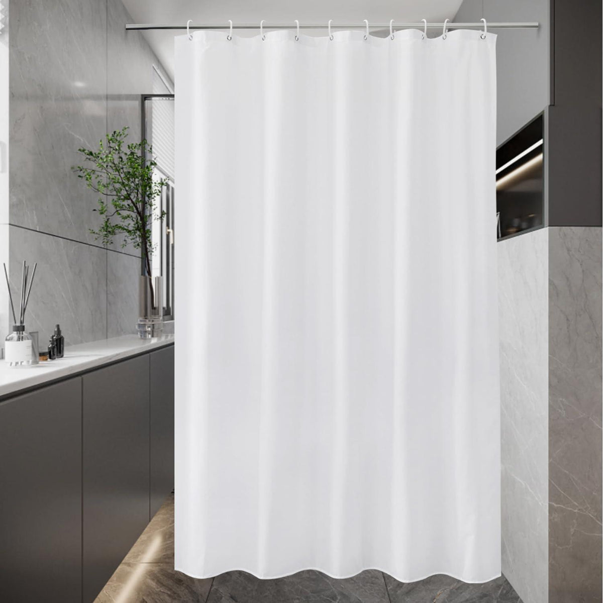 Schmaler weißer Textil Duschvorhang anti-Schimmel, wasserdicht 150x200