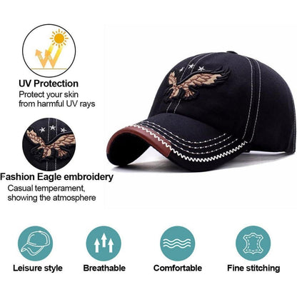 Herren Baseball Cap Adler Stickerei, Einstellbar & Retro